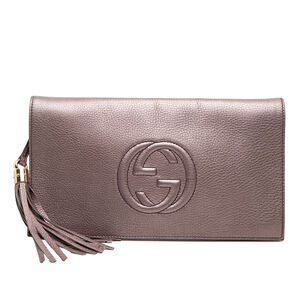 Pre-Loved Gucci Metallic Calfskin Soho Disco Clutch